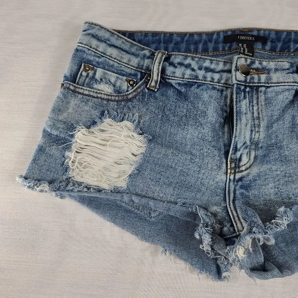 Forever 21 Stone Washed Distressed Shorts - Picture 2 of 7